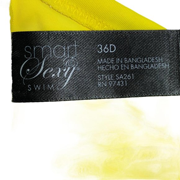 Smart & Sexy Swim Strapless Yellow Bikini Top 36D - Picture 6 of 6
